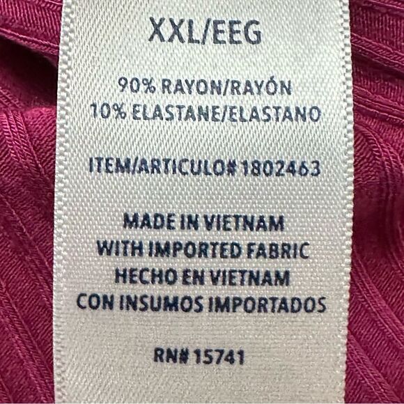 Splendid Women's Ribbed Long Sleeve Crew Neck Top Pink Size XXL. NEW - Picture 8 of 8